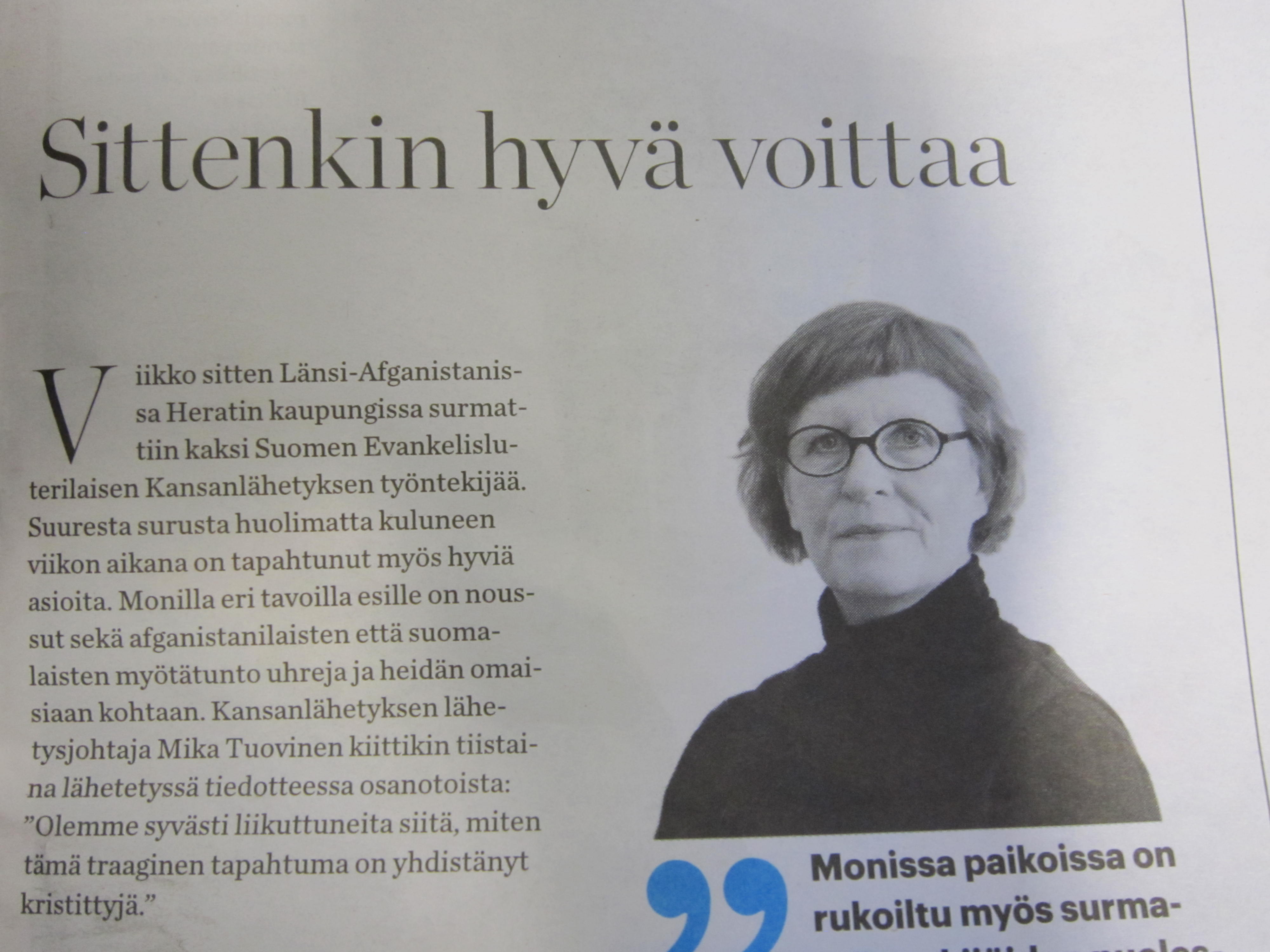 Teinilä Kotimaa-lehdessä ”Sittenkin hyvä voittaa” - Seurakuntalainen