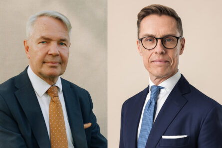 Pekka Haavisto ja Alexander Stubb lähikuvassa rinnakkain.